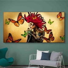 Artarilion Hd Kanvas Tablo Kelebekler ve Kadın Modern Duvar Dekoru