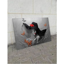 Artarilion Siyah Kurdeleli Şapka Takan Kadın Görseli Kanvas Tablo Dijital Hd Baskı Duvar Tablosu Modeli