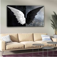 Artarilion Siyah Beyaz Melek Kanatları Kanvas Tablo Modeli Yeni Ev si Şık Modern Tablo