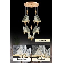 Istanbul Avize Ipek 5'li Gold Ledli 3 Renk Modern LED Avize