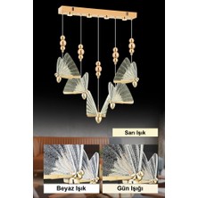 Istanbul Avize Ipek Yemek Masası 5'li Gold Ledli 3 Renk Modern LED Avize