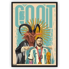 Zinbooz Goat Lionel Messi G.O.A.T.  Ahşap Poster 20 x 29 cm