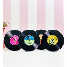 Hediye Vakti Nostaljik Plak Tasarımlı Masa Saati