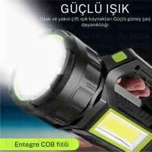 Farissu Gold Kama PS-T95 10W Uzun Menzilli Solar Panelli Powerbank USB Çıkış S.o.s Lu Ultra Güçlü Ledli Şarjlı Feneri