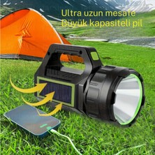 Farissu Gold Kama PS-T95 10W Uzun Menzilli Solar Panelli Powerbank USB Çıkış S.o.s Lu Ultra Güçlü Ledli Şarjlı Feneri