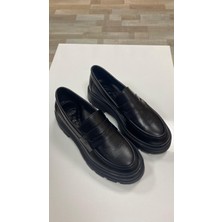 Hermones Julia Deri Siyah Anatomik Kadın Loafer