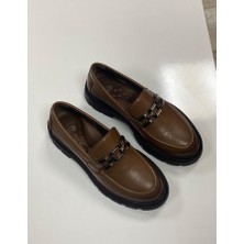 Hermones Veronica Deri Ceviz Rengi Zincirli Anatomik Kadın Loafer