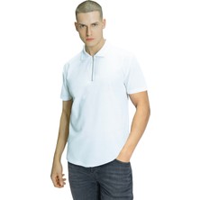 Blinky London Textured Fermuarlı Polo Yaka T-Shirt