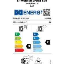 Dunlop 185/60 R15 84T Sp Winter Sport 500 Oto Kış Lastiği (Üretim Yılı:2024)