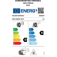 Falken 205/55 R16 91H Eurowinter HS02 Oto Kış Lastiği (Üretim Yılı:2024)