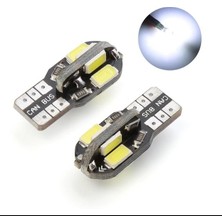 Sisa T10 LED Metal Ultra W5W 8 Ledli Beyaz Park Tavan Plaka Ampülü 1 TAKIM