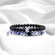 Mga Doğaltaş Sodalit Taşı Bileklik Oniks Bileklik 2 Adet Bileklik Gerçek Taş Bileklik