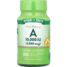 A Vitamini, Yüksek Potansiyel, 10.000 Iu (3.000 Mcg), 100 Yumuşak Kapsül