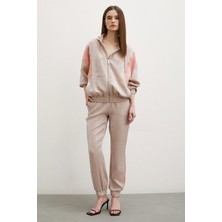 Fermuarlı Garnili Sweatshirt Bej