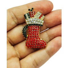 Bb Kristal Taşlı Yılbaşı Çorabı Broş
