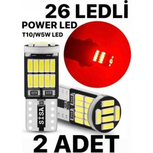 Sisa T10 LED 26 Ledli W5W Canbus Metal Ultra Power Kırmızı Park Plaka Tavan Ampulü