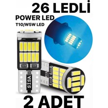 Sisa T10 LED 26 Ledli W5W Canbus Metal Ultra Power Kristal Mavi Park Plaka Tavan Ampulü