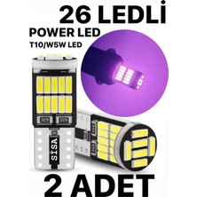 Sisa T10 LED 26 Ledli W5W Canbus Metal Ultra Power Pembe Park Plaka Tavan Ampulü