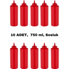 İly Store 10 Adet Kırmızı, Fişek Plastik Sosluk, Ketçap, Mayonez, Hardal, Barbekü, Zeytinyağlık, Limonluk, 750 ml