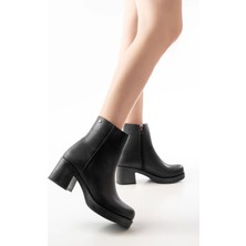 Kömen 5109-3022 Siyah Fermuarlı Kalın Topuklu Günlük Kadın Bot