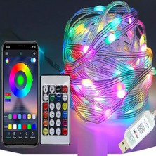 Yılbaşı Ağacı Işığı Noel Işığı Renkli LED Işık IP65 10 Metre USB Kum. + Cep Kontrol Dış Mekan Işığı