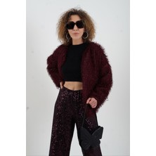 Zelish My Sister Bordo Saçaklı Ceket