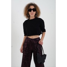 Zelish My Sister Siyah Yarım Kol Kısa Kazak