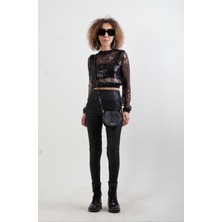 Zelish My Sister Siyah Mat Deri Tayt