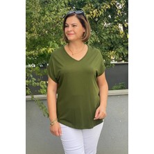 Mia Butik Büyük Beden Yeşil Minnoş Bluz
