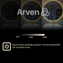 Arven Grup Dokunmatik Tuşlu LED Işıklı Yuvarlak Ayna Banyo Aynası Makyaj Aynası Dekoratif Ayna Kumlamasız