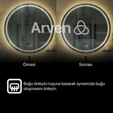 Arven Grup Buğu Önleyicili Dokunmatik LED Işıklı Yuvarlak Ayna Banyo Aynası Makyaj Aynası Dekoratif Ayna