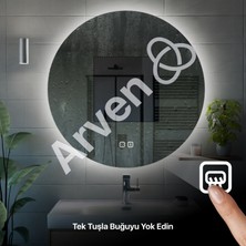 Arven Grup Buğu Önleyicili Dokunmatik LED Işıklı Yuvarlak Ayna Banyo Aynası Makyaj Aynası Dekoratif Ayna Kumlamasız