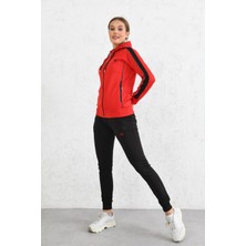 Cramp Spor Kolda Garni Biye Detay Kırmızı Dalgıç Bayan Eşofman Takımı