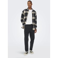 Only & Sons Normal Koyu Lacivert Kareli Erkek Gömlek Onsgudmund Ls 3t Check Shırt Noos