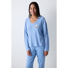 Bearlerina Mavi Pantolon Pijama Takımı
