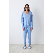 Bearlerina Mavi Pantolon Pijama Takımı