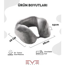 Eve Tekstil Ortopedik Boyun Yastığı Visco Boyun Destekli Seyahat Yastığı Hipoalerjik Gri - Siyah