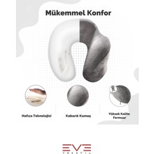Eve Tekstil Ortopedik Boyun Yastığı Visco Boyun Destekli Seyahat Yastığı Hipoalerjik Gri - Siyah
