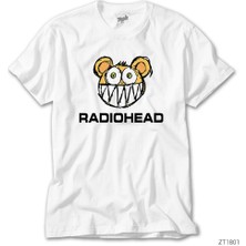 Z zepplin Radiohead Kid Bear Cartoon Beyaz Tişört