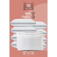 Eve Tekstil 10 Adet Klima x  Serisi Kılıflı Fermuarlı Klimali Antialerjik Silikon Elyaf Yastık 50 x 70 cm  900 gr