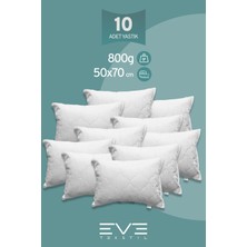 Eve Tekstil 10 Adet Diamant Plus Kılıflı Fermuarlı Yıkanabilir Antialerjik Silikon Elyaf YASTIK 50 x 70 cm  800 GR
