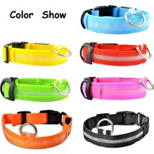 Huoxun Shop A Kırmızı Stil M Beden Köpekler Için 6 Renkli Naylon LED Pet Tasma Gece Güvenli Işıldayan Kedi Tasması Köpekler Luminöz Floresan Yaka Pet Malzemeleri (Yurt Dışından)