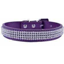 Huoxun Shop A Mor 1 Stil M Beden Moda Diamante Pu Deri Köpek Tasma Taşlı Yaka Pet Yürüyüş Tasmaları Küçük Pet Yavru Köpek Malzemeleri Mor Pembe (Yurt Dışından)