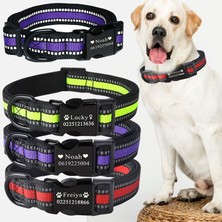 Huoxun Shop A Siyah Stil L Beden li Köpek Kişiselleştirilmiş Tasma Galvaniz Metal Siyah Tokalı Isimli Tasma Dalış Kumaşı Yansıtıcı Orta Büyük Köpek Tasmaları (Yurt Dışından)