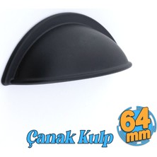 Badem10 Midye Çanak Tas 64 mm Düğme Siyah Mobilya Mutfak Dolabı Çekmece Dolap Kulpları Kulpu Kulb
