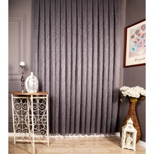 Taç Cam Kırığı Tül Perde, 1/3 Sık Pile Koyu Gri - 100 x 260 cm