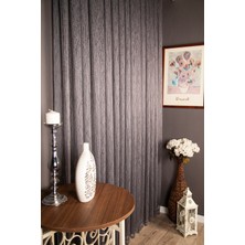 Taç Cam Kırığı Tül Perde, 1/3 Sık Pile Koyu Gri - 100 x 260 cm