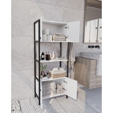 Ygdecor Banyo Düzenleyici Mutfak Rafı Banyo Dolabı Çok Amaçlı Dolap 4 Katlı 4 Kapaklı  Metal Mutfak Düzenleyici Çok Amaçlı Dolap
