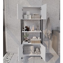 Ygdecor Banyo Düzenleyici Mutfak Rafı Banyo Dolabı Çok Amaçlı Dolap 4 Katlı 4 Kapaklı  Metal Mutfak Düzenleyici Çok Amaçlı Dolap