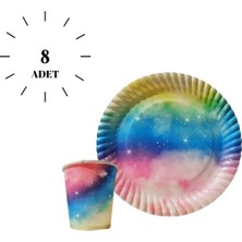 Gökkuşağı Temalı Tabak-Bardak 8'li Set